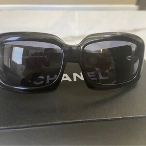 CHANEL Black Rectangular Sunglasses Timeless Design